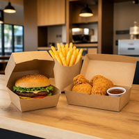Boîte à hamburger et frites en papier ondulé biodégradable et compostable, avec logo personnalisé et gaufrage, respectueuse de l'environnement