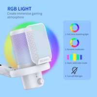 Microphone de Condensateur USB FEELWORLD VM1 pour Streaming, Suppression du Bruit, Fonction Silencieux, Lumière RGB, Support de Bureau, Micro Gaming