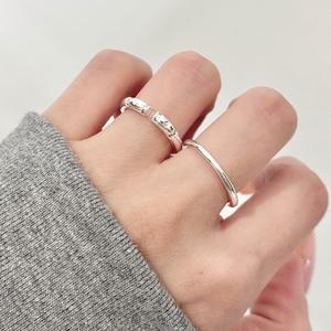 Anillo Ajustable de Plata de Ley S925 de Dos Capas con Incrustaciones de Diamantes y Circonitas, con Personalización Sencilla para Mujer - Product Image 1