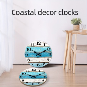 Quartz <span class=keywords><strong>Horloge</strong></span> Murale Bleu Pays Côtier Océan Thème À Piles MDF pour Patio Extérieur Lac Maison <span class=keywords><strong>Piscine</strong></span> Plage Décor À La Maison - Product Image 5