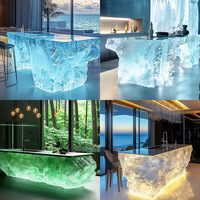 R051 Meuble de jardin moderne en résine résistante aux intempéries, comptoir de salle à manger, patio, balcon, décoration artistique, phosphorescent qui brille dans le noir