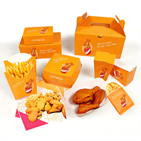 Ensemble de boîtes d'emballage pour poulet frit imprimées sur mesure, sac en papier kraft, boîte à hamburger, conteneur pour frites pour la restauration rapide