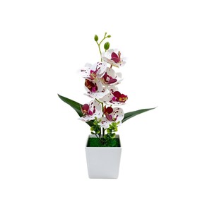 Plante d'orchidée Phalaenopsis artificielle dans un pot carré de 30 cm, légère, décoration pour la maison et les mariages - Product Image 5