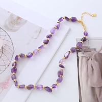 Collar de Moda para Mujer con Cuentas de Piedras Naturales Irregulares, Joyería de Acero Inoxidable Resistente al Agua