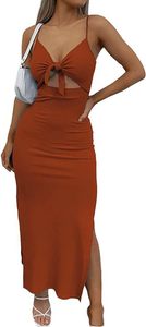 <span class=keywords><strong>2025</strong></span> mới của phụ nữ ren-up, <span class=keywords><strong>cutout</strong></span>, Side-Slit HEM, không tay dệt kim chặt chẽ dài ăn mặc - Product Image 2