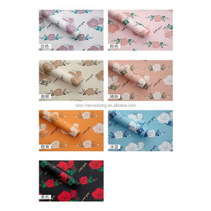 Sogno di fiori rosa 7 colori impermeabile Logo personalizzato 57cm x 10m di qualità Premium carta e cartone doppio lato rivestimento pellicola OPP involucro - Product Image 4