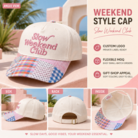 Casquette de baseball décontractée Dymf Premium pour le week-end, à pois, à carreaux, à rayures, patchwork, visière réglable, sport, quatre saisons, vente en gros