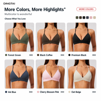 Ensemble de sport Dingtai pour femme : Soutien-gorge de sport rembourré à col en V et pantalon capri taille haute à effet galbant, brossé et à séchage rapide