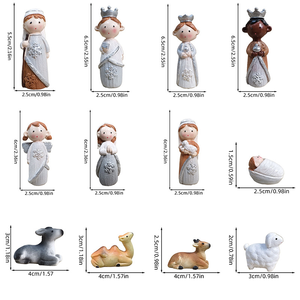 Juego de Figuras de Resina Pintadas a Mano para Escena de Natividad, Mini Estatuas de Dibujos Animados de la Sagrada Familia, Reyes Magos y Animales, Artículos Religiosos Navideños - Product Image 3