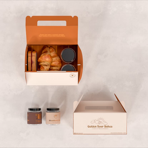 Emballage de <span class=keywords><strong>chocolat</strong></span> avec logo personnalisé, boîtes à croissants en carton rigide avec poignée - Product Image 1