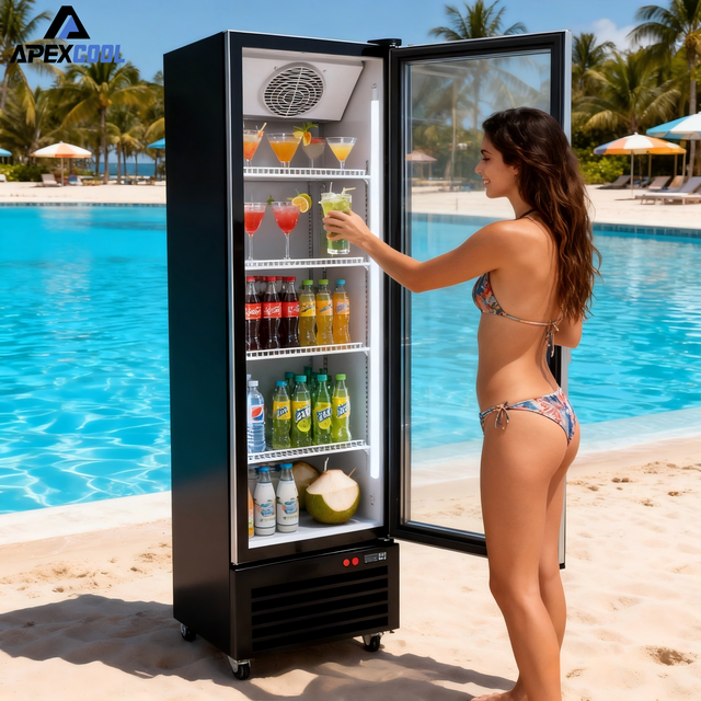 Hot Sell Factory Small Fridge 1 Glass Door Upright Cooler Refrigerator