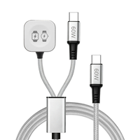 Mini chargeur 2-en-1, charge rapide, chargeur magnétique pour montre, câble portable Type C, câble USB C vers USB C 60W