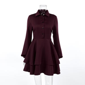 <span class=keywords><strong>Robe</strong></span> <span class=keywords><strong>chemise</strong></span> à volants superposés pour femmes, sur mesure, inspirée des designers, manches cannelées et col rabattu, <span class=keywords><strong>robe</strong></span> midi élégante décontractée pour femme - Product Image 6