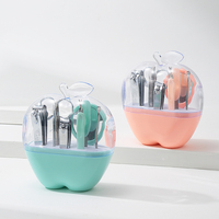 LMLTOP Ensemble de manucure et pédicure en forme de pomme 9 pièces F0130 Logo personnalisé Voyage Coupe-ongles Lime Ciseaux à cuticules