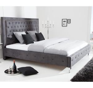 Dormitorio Cama de diseño de lujo moderno <span class=keywords><strong>con</strong></span> cabecero de mechones Alas <span class=keywords><strong>con</strong></span> <span class=keywords><strong>tachuelas</strong></span> Cama King <span class=keywords><strong>con</strong></span> marco de madera tapizado de terciopelo - Product Image 4