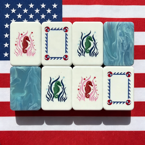 Juego de Fichas de Mahjong Americanas de Lujo Personalizadas con Diseño del Día de la Independencia, Tres Capas, Patrón de Mármol Azul, Estilo <span class=keywords><strong>Mac</strong></span> Miller - Product Image 6