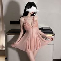 X8446 Sexy Night Designer voir à travers les robes en maille intime chambre robe de nuit pour lune de miel Sexy tongs femmes ensemble de vêtements de nuit