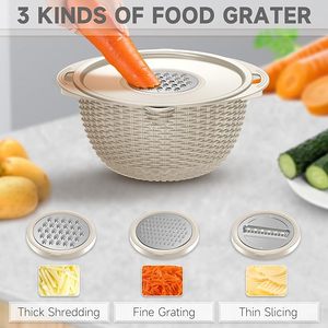 4-1 <b>Colander</b> with Bowl Set <b>Colander</b> with Measuring Spoons Fruit <b>Strainer</b> Bowl Rotatable Kitchen <b>Colander</b> <b>Strainer</b> Bowl - Product Image 3