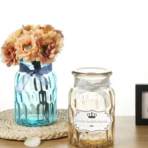 Jarrón Moderno de Vidrio Transparente con Flores Pequeñas, Jarrón Decorativo para Centros de Mesa de Boda - Product Image 1