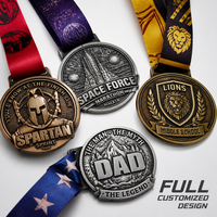 Op maat gemaakte Spartan Dad Lions zinklegering medailles antiek nikkel awardmedailles voor familieherkenning groothandel souvenir competitie