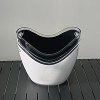 Seau à glace rond en plastique acrylique à double paroi de 8 L pour vin et bière, design classique pour les fêtes en plein air et les cadeaux