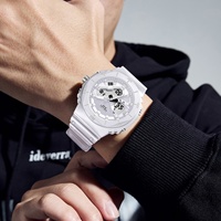 Jam Tangan Olahraga Unisex SMAEL 8120 Tahan Air Analog-Digital Bercahaya Alarm Stopwatch Tali TPU Tahan Air 5BAR ESPON
