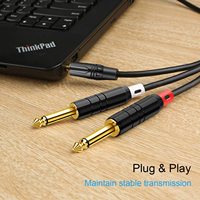 Cable de Audio Divisor en Y de Alta Pureza OFC de 3.5mm TRS a Doble 6.35mm TS con Conector de Aleación de Zinc Chapado en Oro de 24K al por Mayor