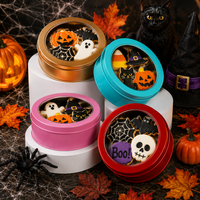 Caja Redonda de Metal Personalizada con Logotipo y Ventana, Contenedor Premium para Dulces de Halloween, Estuche Metálico Sostenible para Golosinas de Otoño