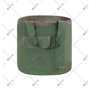 Waterproof Canvas Garden <b>Tool</b> Bucket <b>Bag</b> Grass Green Portable Storage <b>Tool</b> Organizer For Outdoor Use - Product Image 1