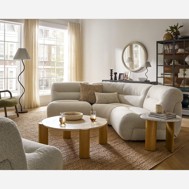 OEM Nordic White L Shaped Sofa Set Resistant Fabric Modular Sofa Couch Contemporary Living Room Furniture Premium Style