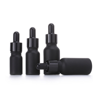 Bouteilles en verre pour huiles essentielles noir mat 5ml-100ml avec compte-gouttes, sérigraphie, rechargeables pour emballage cosmétique de sérum et soins de la peau