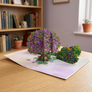 Tarjeta de Felicitación Navideña 3D de Jacaranda Púrpura de Vietnam, Diseño Personalizado Hecho a Mano con Corte Láser, Tema de Amor - Product Image 3