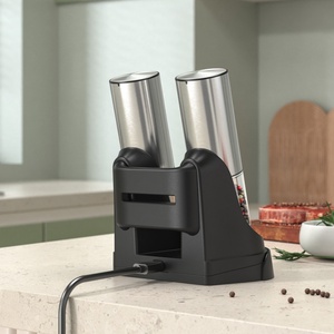 Rechargeable Electric Multi Functional Automatic Stainless Steel <b>Pepper</b> and Salt <b>Grinder</b> Set with Charging Base - Product Image 5