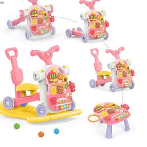 Trotteur <span class=keywords><strong>pour</strong></span> bébé 5 en <span class=keywords><strong>1</strong></span> apprentissage <span class=keywords><strong>de</strong></span> la marche à bascule multifonctionnel avec quatre roues voiture coulissante - Product Image 1