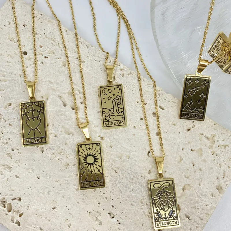 18 K Gold Plated necklace Tarot Necklace Pendant Stainless Steel Necklaces