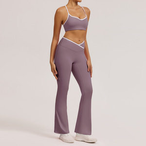 Ensemble de survêtement pour femme, style décontracté, extensible, personnalisable, avec logo plissé, contrôle du corps, motif camouflage, débardeurs, vêtements de sport, coupe-vent et pantalon - Product Image 3