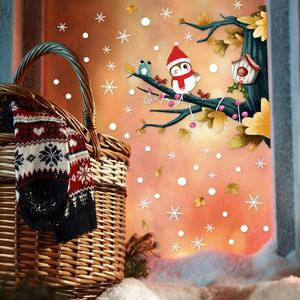 Ensemble d'autocollants de fenêtre de Noël avec hiboux mignons et branches enneigées, 27 cm, décorations festives pour la maison, les vitrines de magasins, les fournitures de fête de Noël - Product Image 6
