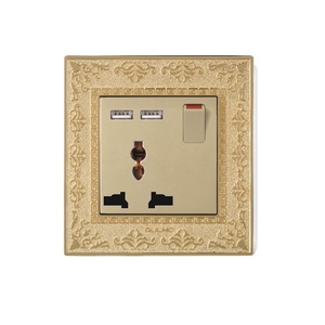 Prise de courant avec 2 prises usb 13a, 1 gang, 12 v, haute qualité, couleur or rose, adaptateur secteur - Product Image 1