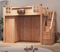 Lit superposé moderne en bois massif avec rangement intégré, écologique, durable et confortable pour enfants, idéal pour petits appartements, écoles et hôtels