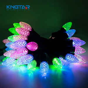 Guirlandes lumineuses LED Pixel de Noël DC12V C9 RGB, étanches pour l'extérieur, colorées, IP67, ampoules pour décorations de fêtes, lumières ponctuelles - Product Image 1