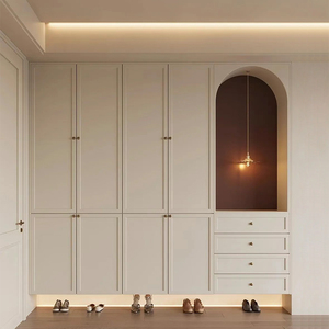Armoire de chambre à coucher pliable en bois de style français avec <span class=keywords><strong>barre</strong></span> lumineuse LED, couleur et design personnalisés - Product Image 5