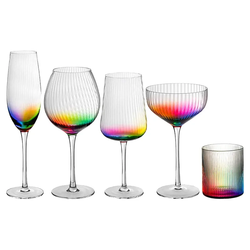 Цветной креативный вертикальный хрустальный бокал для вина, Радужный высокий бокал, бокал для красного вина, бокал для коктейля