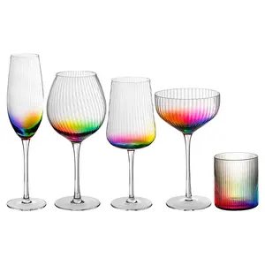 Đầy màu sắc sáng tạo dọc pha lê Thủy Tinh Rượu vang đặt cầu vồng cao ly rượu vang đỏ rượu sâm banh ly cocktail