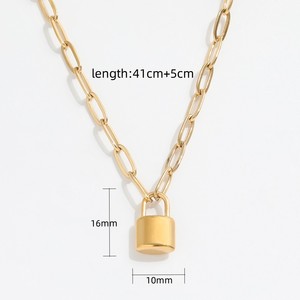 Joolim Schmuck Hochwertige 18K Vergoldete Vorhängeschloss-Halskette Gliederkette Edelstahl-Halskette - Product Image 4