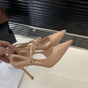 Sandalias de tacón de aguja para mujer, estilo nupcial, con punta hueca y tacón alto, de una sola capa, con punta puntiaguda, para verano 2024 - Product Image 5