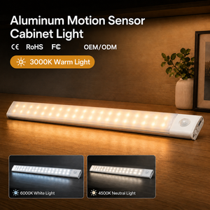 Rechargeable Under magnetic <b>LED</b> Cabinet <b>Light</b> with Motion Sensor, 3 Color Stepless Dimming <b>LED</b> <b>Light</b> <b>Bar</b> for Wardrobe and Shelf - Product Image 1