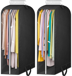 Fundas transparentes acolchadas para colgar ropa, bolsas de 43 pulgadas para guardar trajes en el armario con asas, fundas para abrigos - Product Image 2