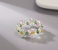 Bagues de mode bohème pour femmes Offre Spéciale perles de verre transparentes faites à la main avec des fleurs multicolores pour les fiançailles de mariage ou un cadeau