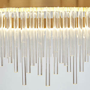 Modern round Crystal Chandelier with Rectangle Design <b>LED</b> Pendant <b>Lights</b> <b>for</b> Dining <b>Room</b> Kitchen Island Lighting Middle Size - Product Image 4