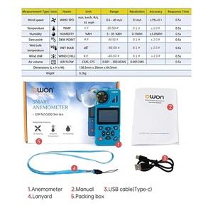 OWON OWM5500 เครื่องวัดความเร็วลมดิจิตอล 7-in-1 หน่วยความจำข้อมูล 8000 รายการ 7 โหมดการวัด อุณหภูมิ ความชื้น ควบคุมระยะไกลผ่านแอพ รับประกัน 1 ปี - Product Image 6